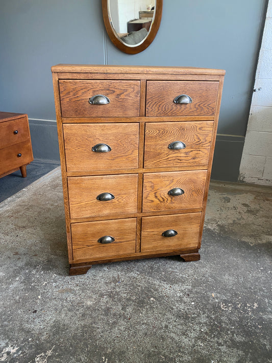 Art Deco Solid Oak 8 Drawer