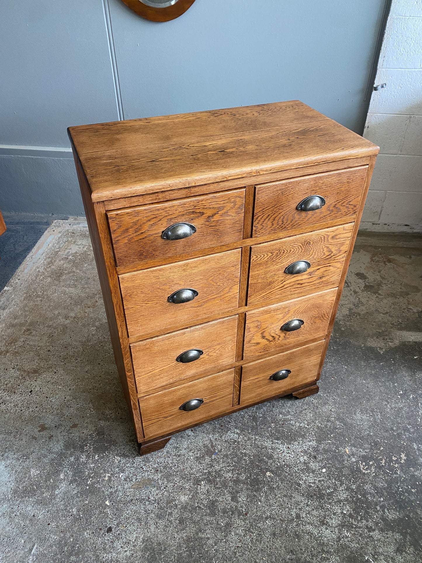 Art Deco Solid Oak 8 Drawer