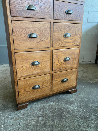 Art Deco Solid Oak 8 Drawer