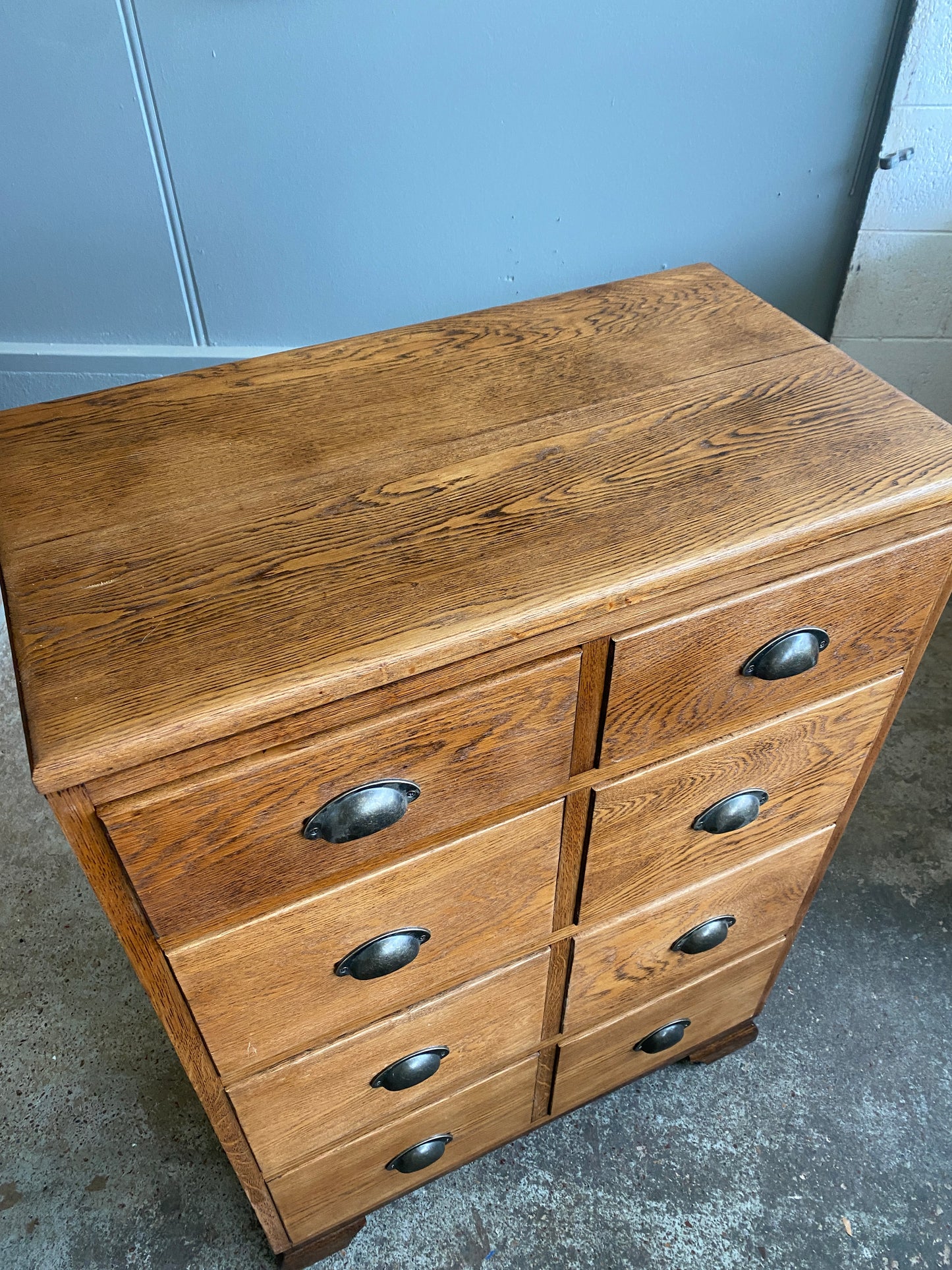 Art Deco Solid Oak 8 Drawer
