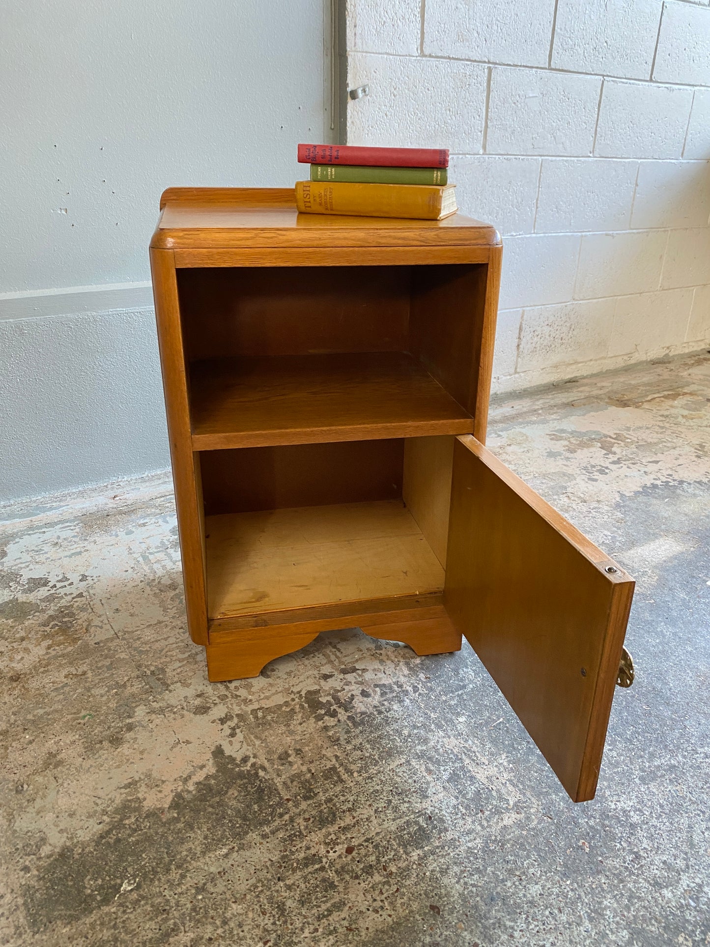 Art Deco Solid Oak Bed Side Table