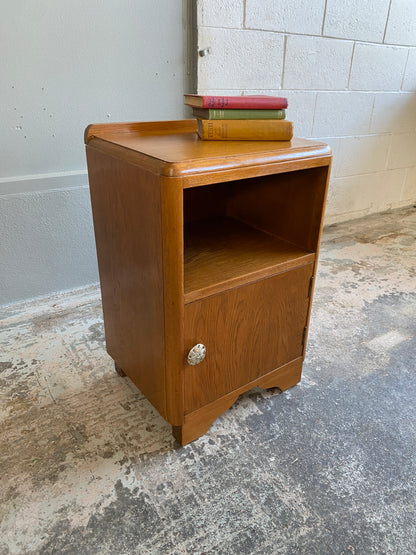 Art Deco Solid Oak Bed Side Table