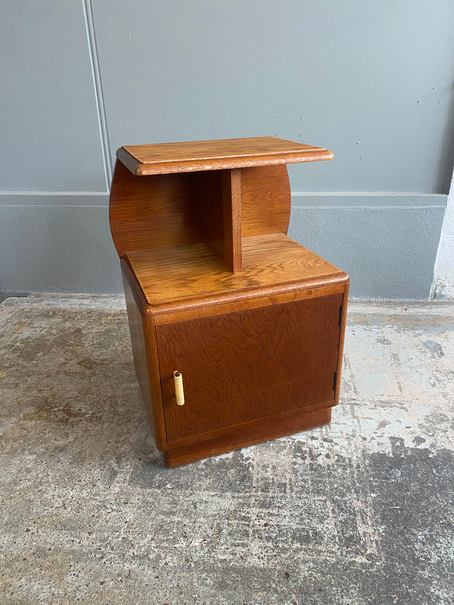Art Deco Solid Oak Bedside Table