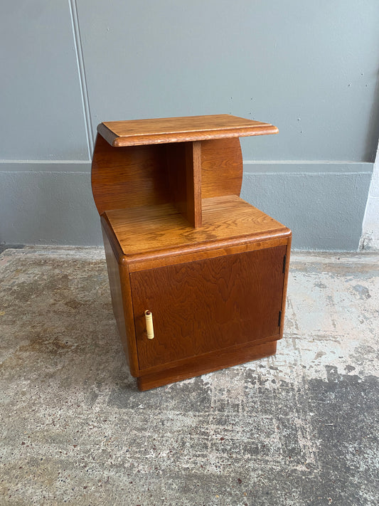 Art Deco Solid Oak Bedside Table