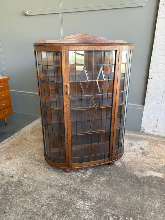 Art Deco Solid Oak China Cabinet by Collie's of Wellington