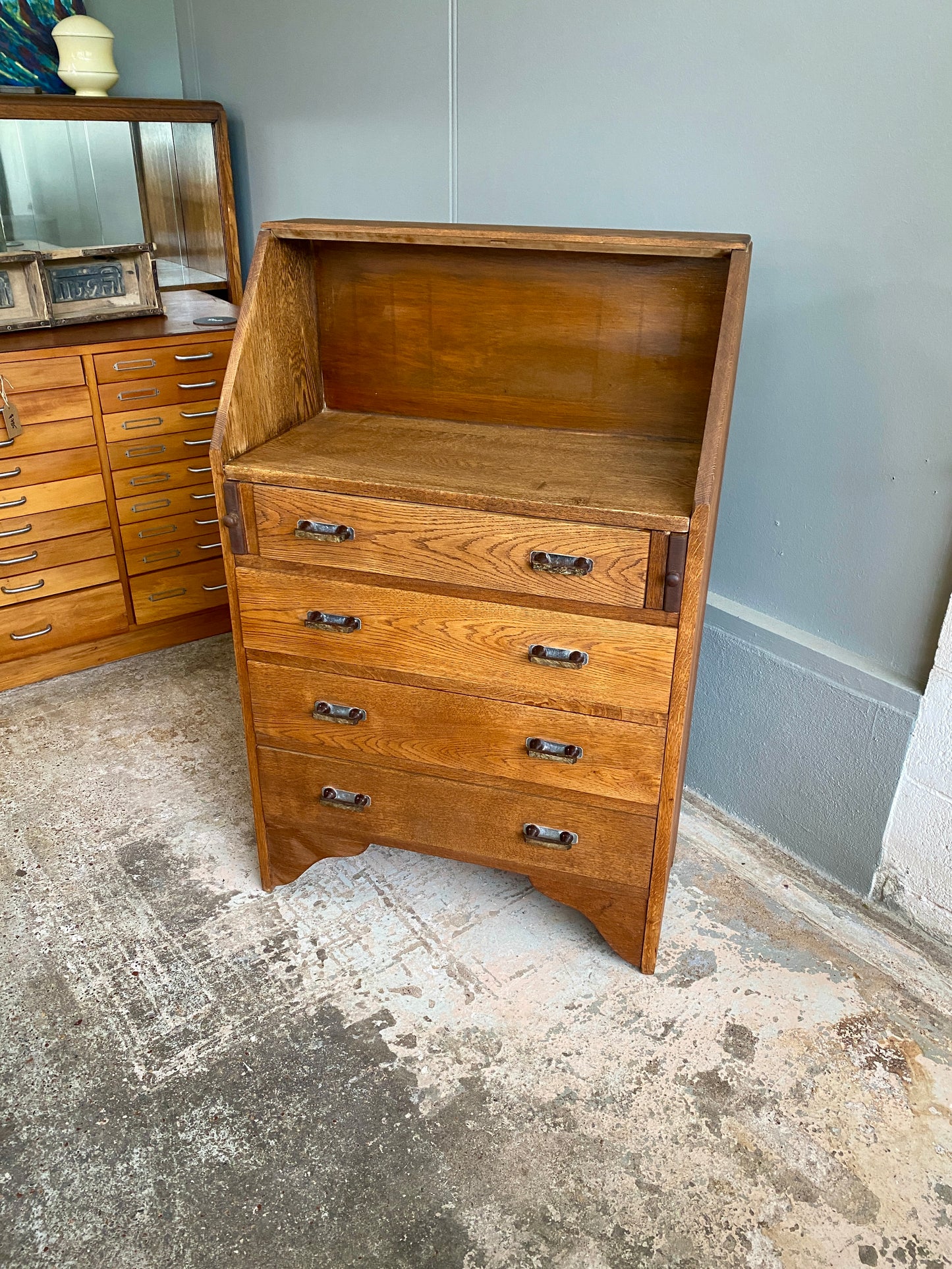 Art Deco Solid Oak Converted Desk