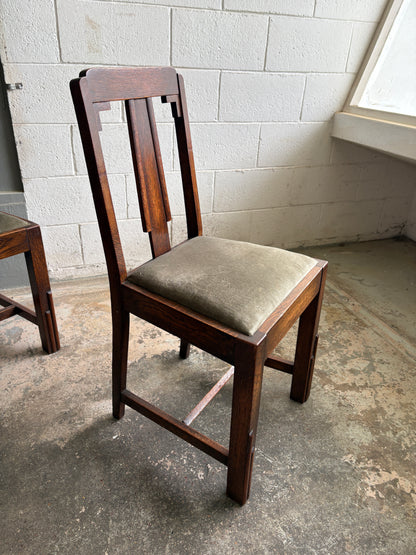 Art Deco Solid Oak Dining Chairs. (Set of 6)