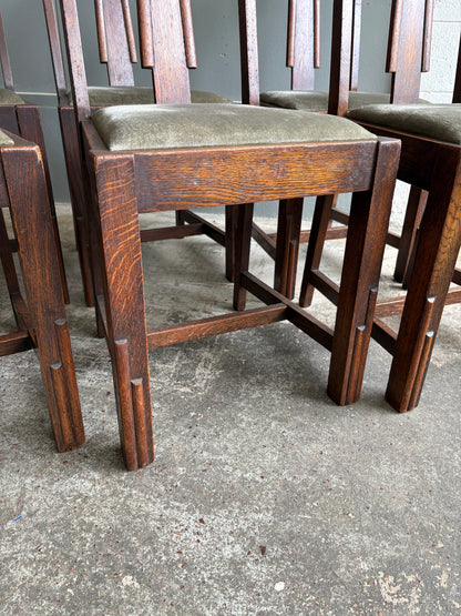 Art Deco Solid Oak Dining Chairs. (Set of 6)