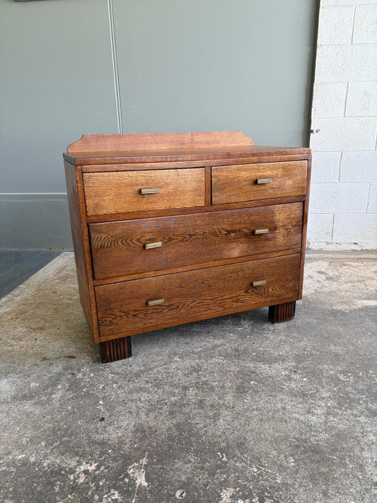 Art Deco Solid Tiger Oak Drawers