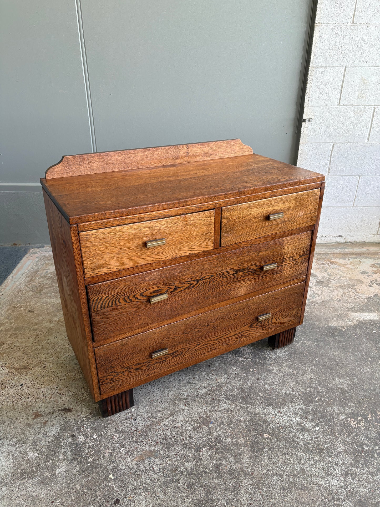 Art Deco Solid Tiger Oak Drawers