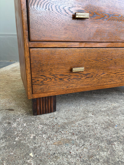 Art Deco Solid Tiger Oak Drawers