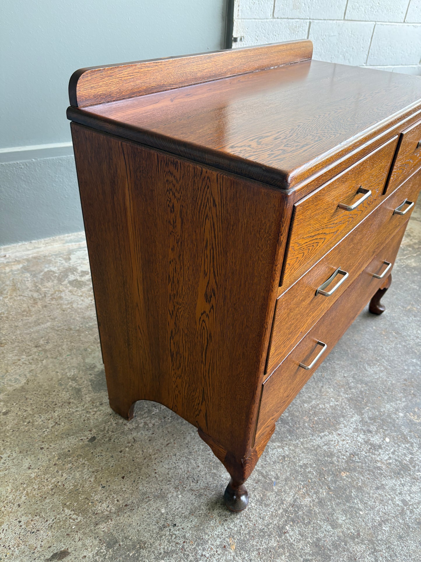 Art Deco Solid Tiger Oak Dresser