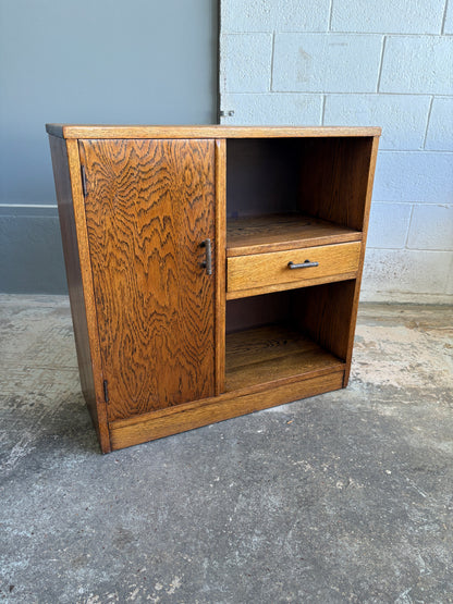 Art Deco Solid Tiger Oak Side Cabinet