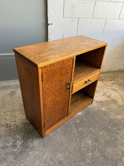 Art Deco Solid Tiger Oak Side Cabinet