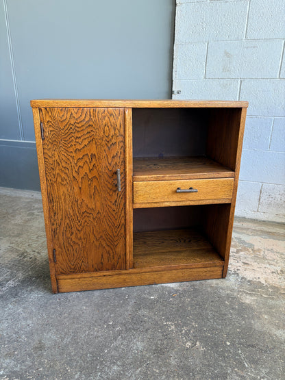 Art Deco Solid Tiger Oak Side Cabinet