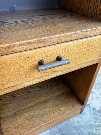 Art Deco Solid Tiger Oak Side Cabinet
