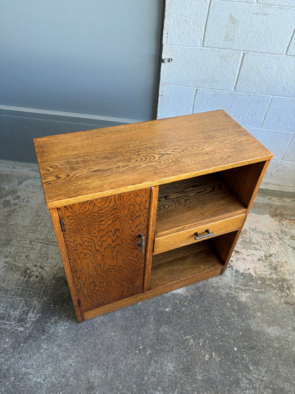 Art Deco Solid Tiger Oak Side Cabinet