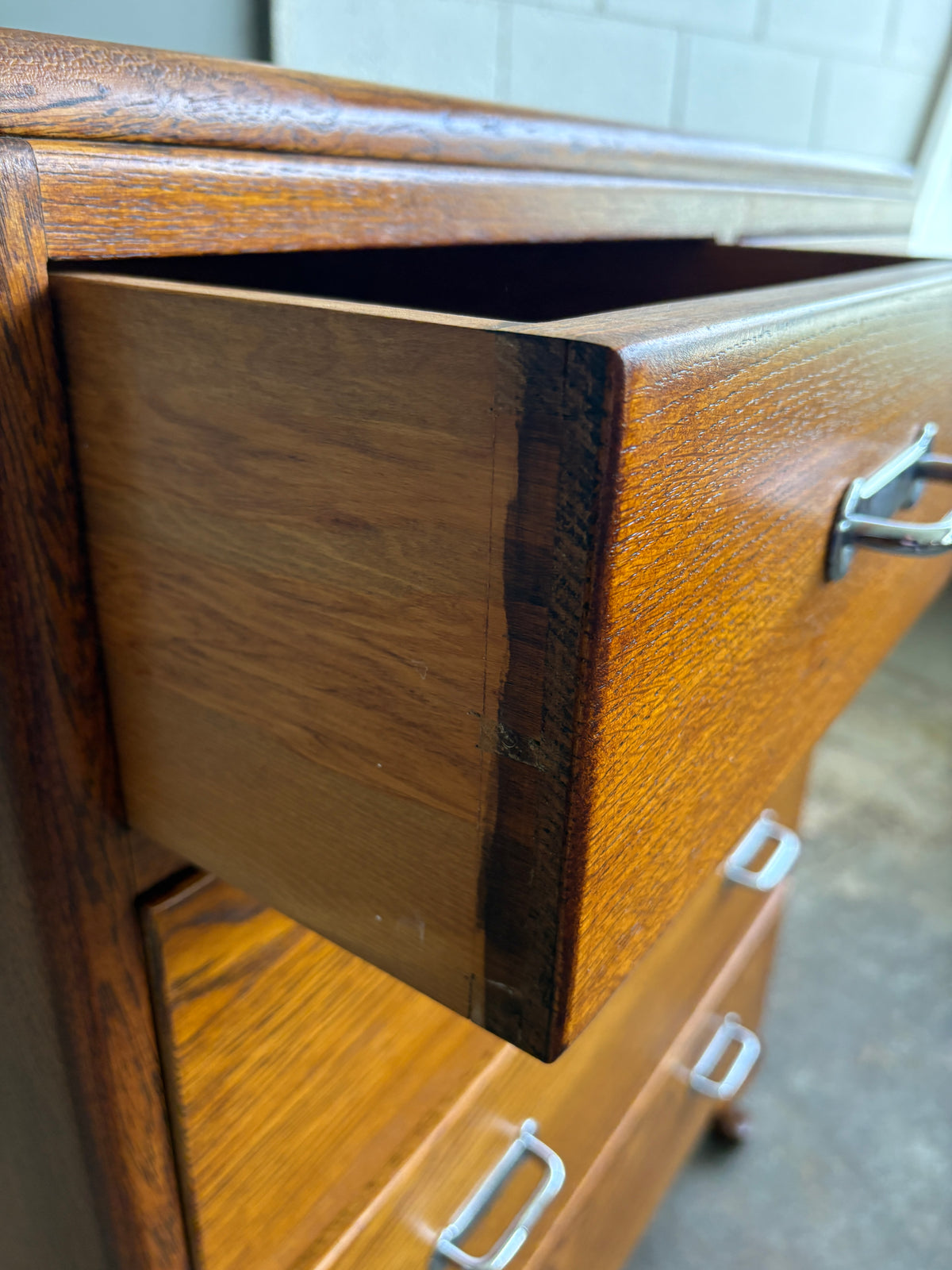 Art Deco Solid Tiger Oak Tallboy