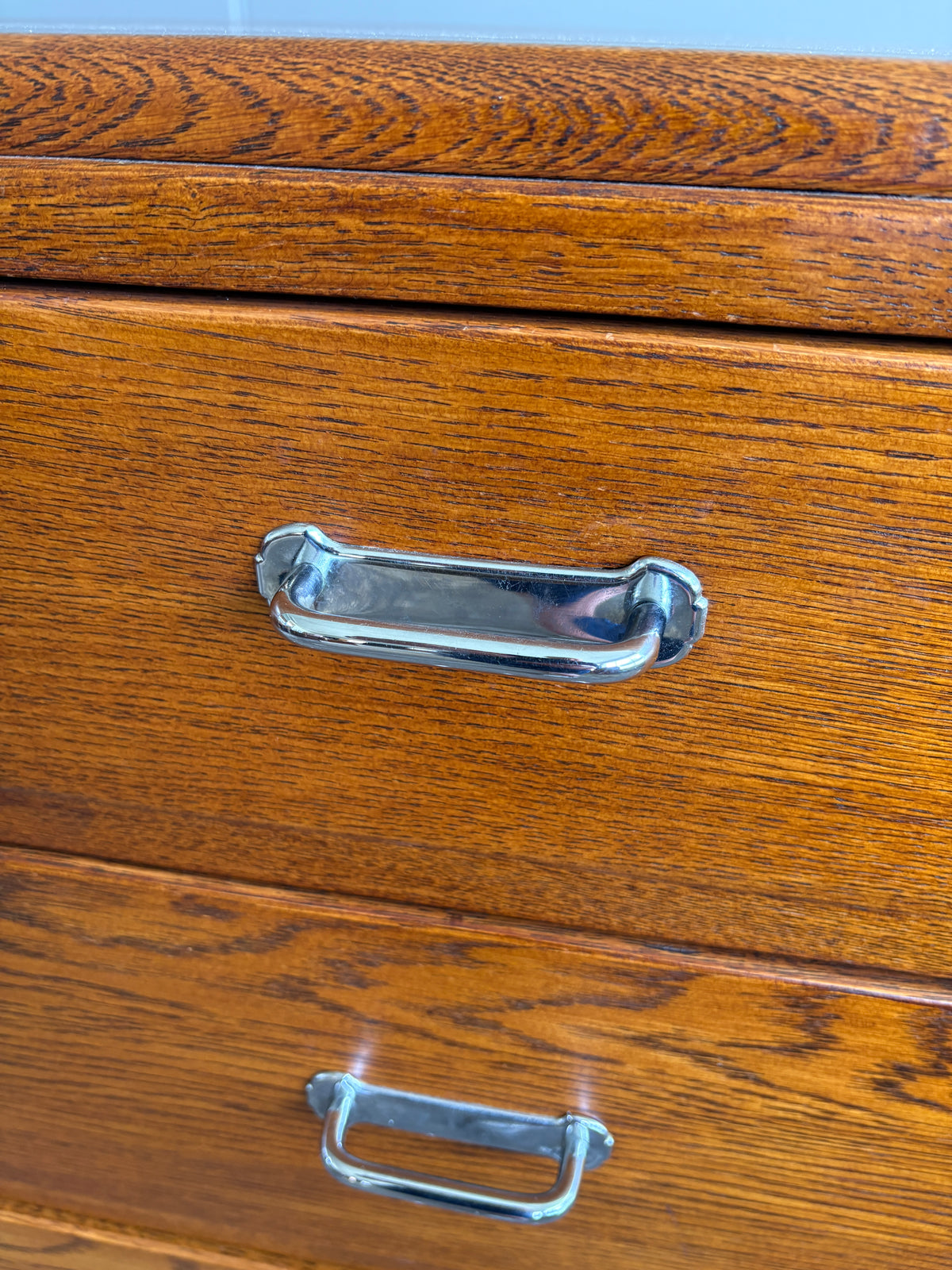 Art Deco Solid Tiger Oak Tallboy