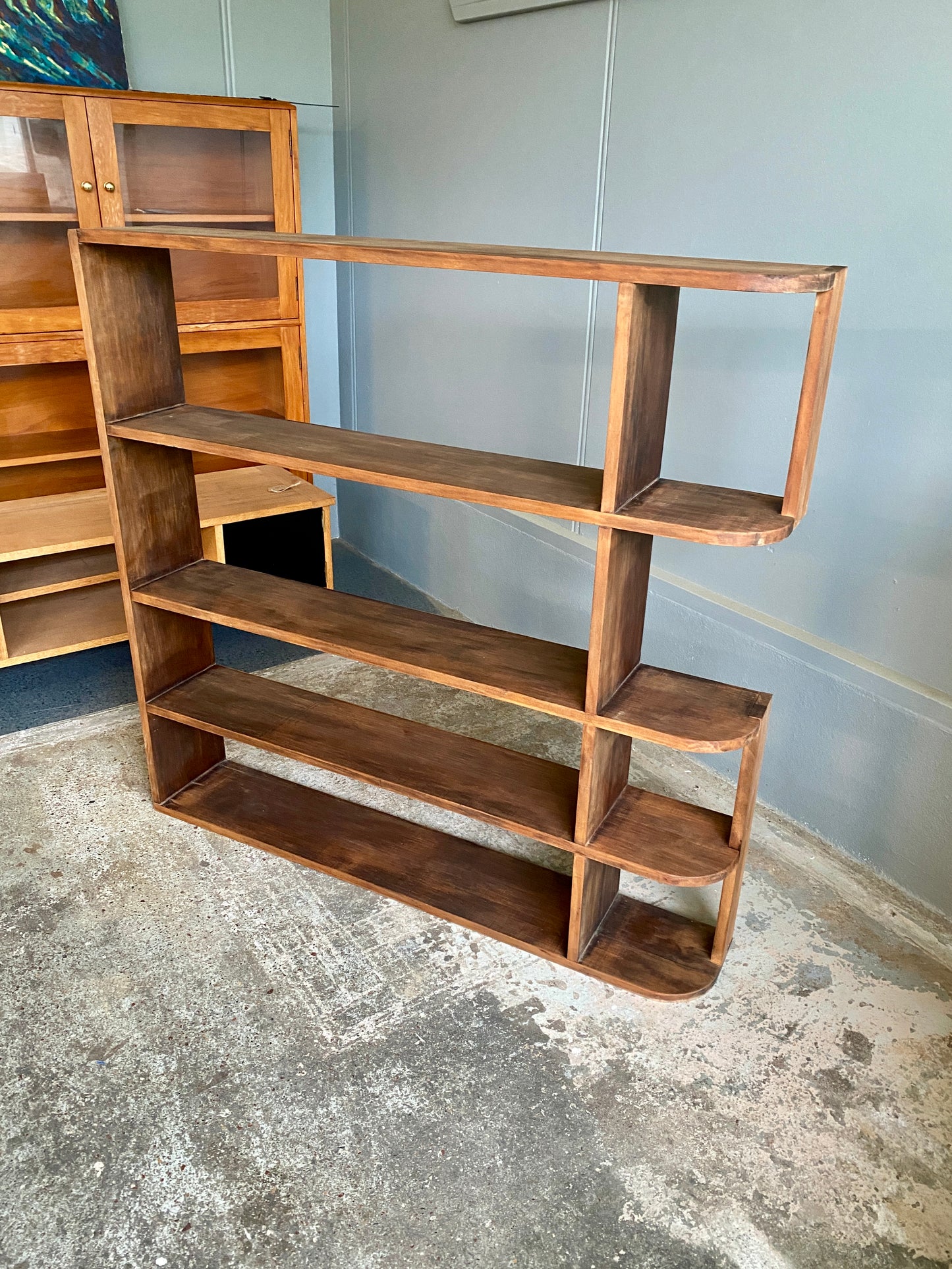 Art Deco Style Rustic Tiered Bookcase