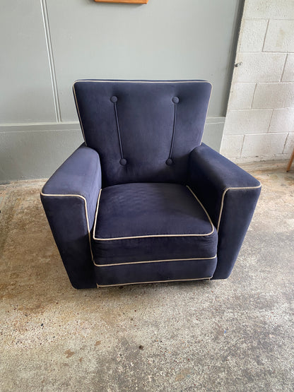 Art Deco Suedette Button Back Arm Chair