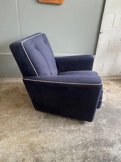 Art Deco Suedette Button Back Arm Chair