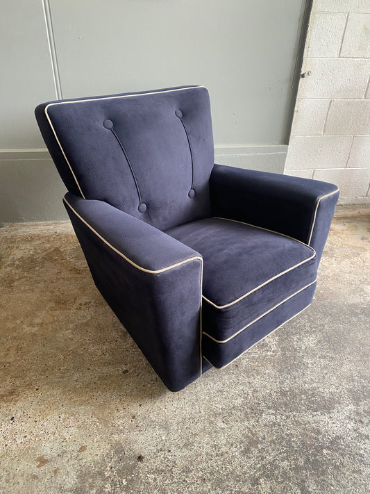 Art Deco Suedette Button Back Arm Chair