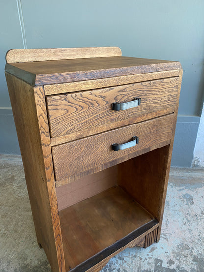 Art Deco Tiger Oak Cabinet w. Drawers