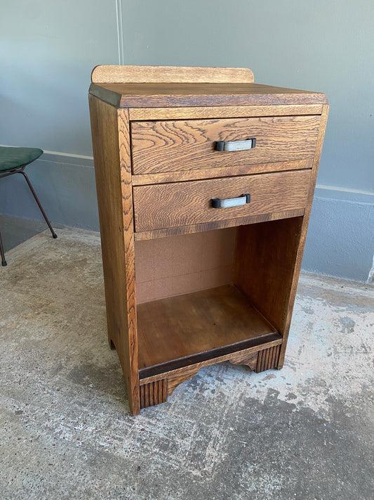 Art Deco Tiger Oak Cabinet w. Drawers
