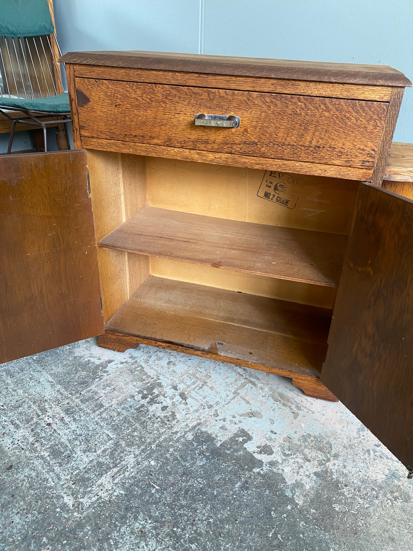Art Deco Tiger Oak Side Cupboard/Bookshelf