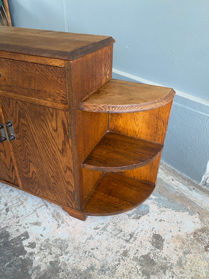 Art Deco Tiger Oak Side Cupboard/Bookshelf