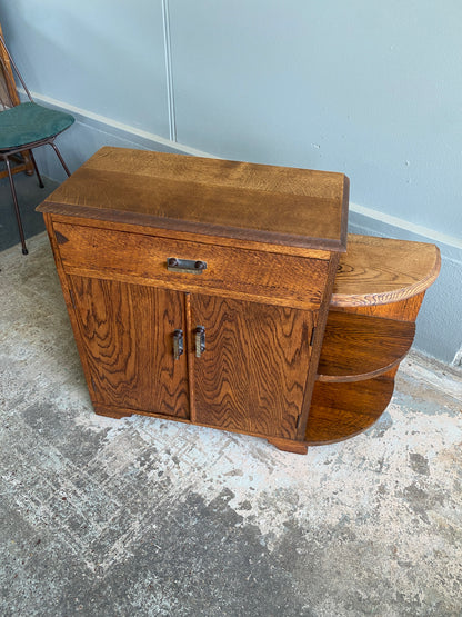 Art Deco Tiger Oak Side Cupboard/Bookshelf