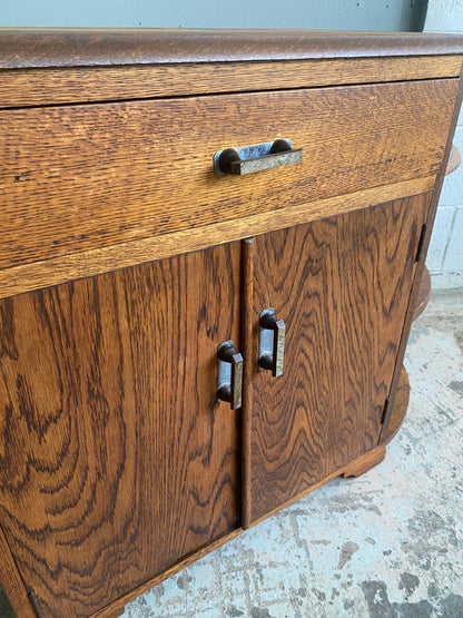 Art Deco Tiger Oak Side Cupboard/Bookshelf