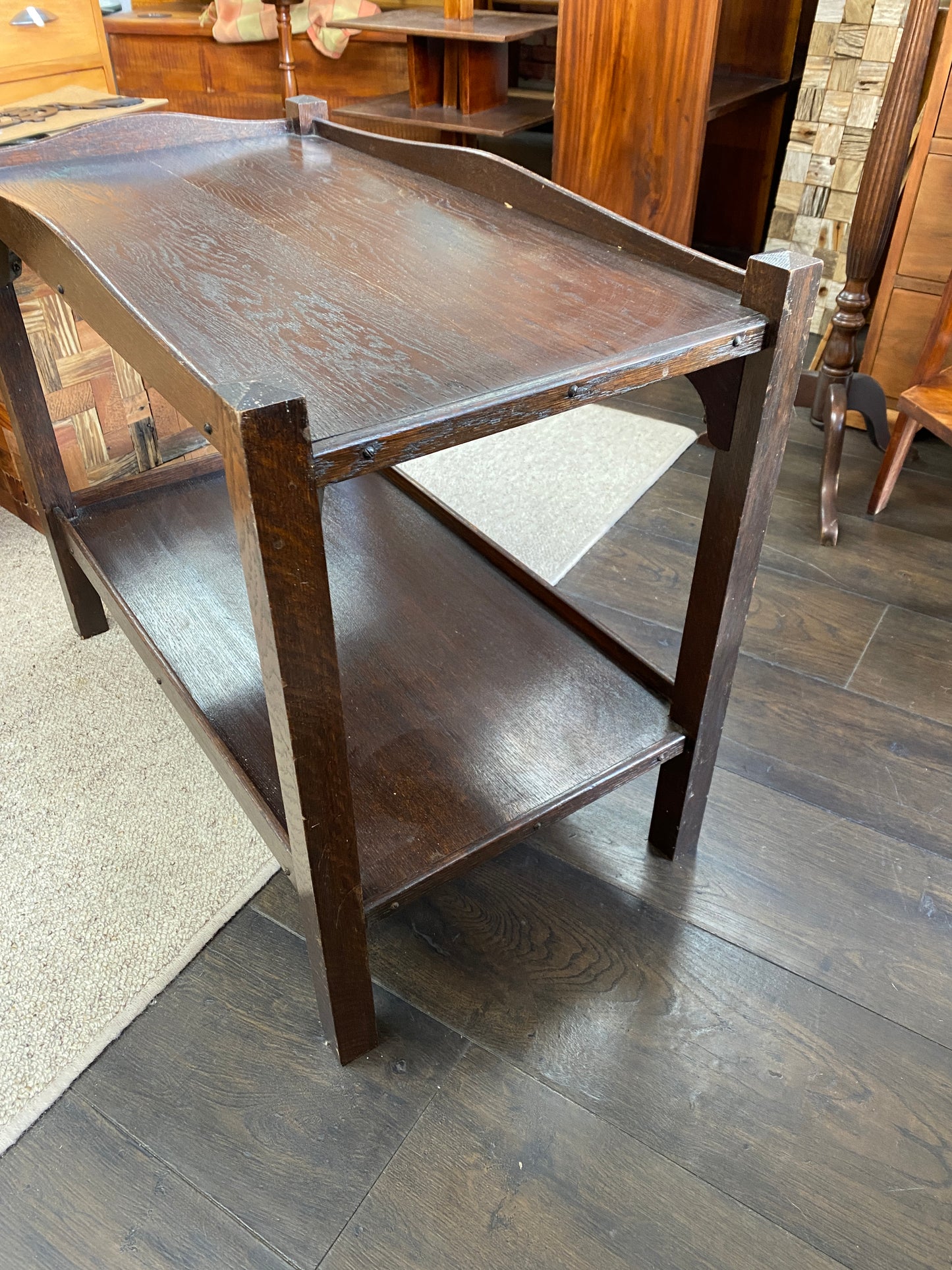 Arts & Crafts English Solid Oak Side Table
