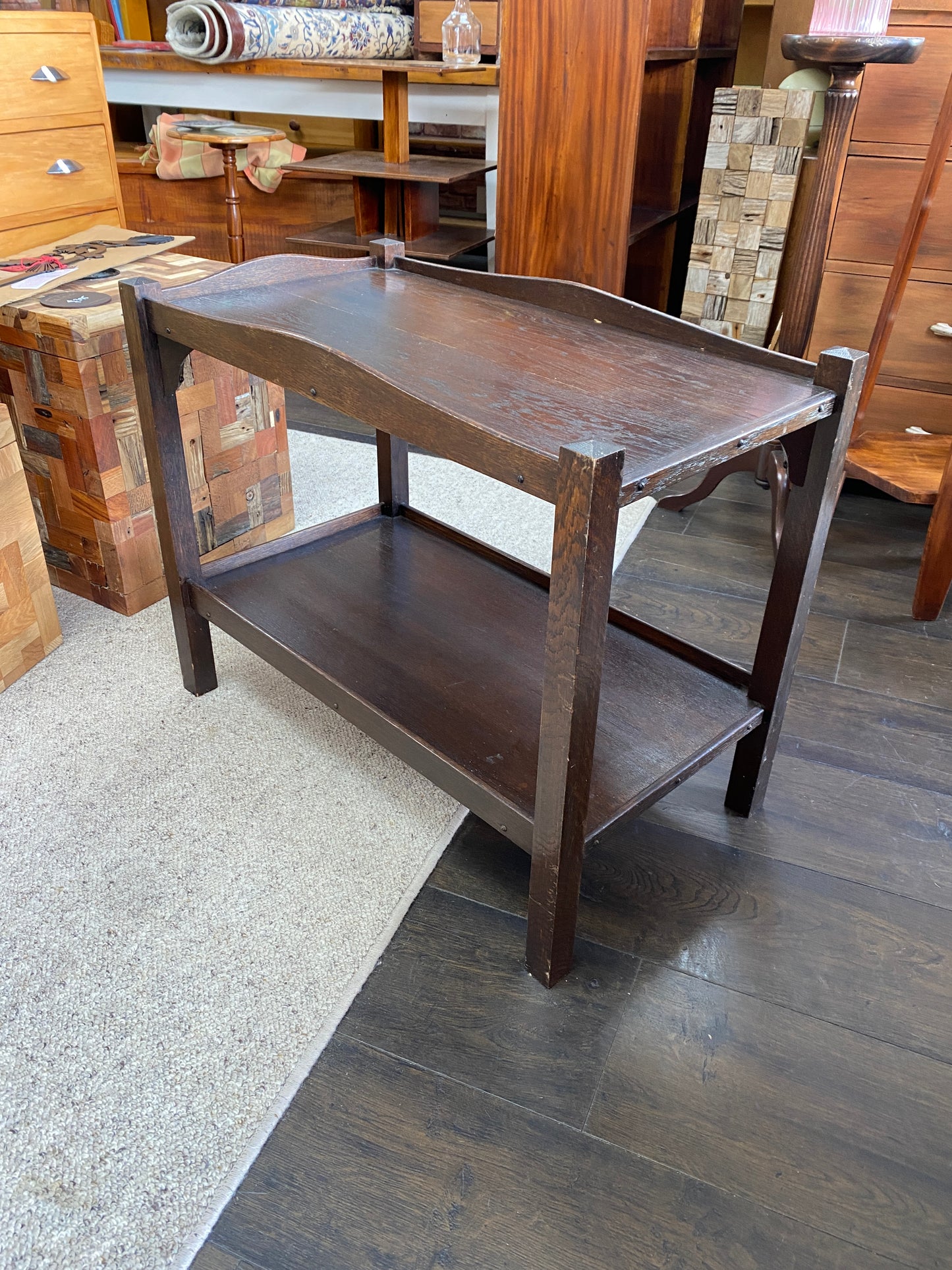 Arts & Crafts English Solid Oak Side Table