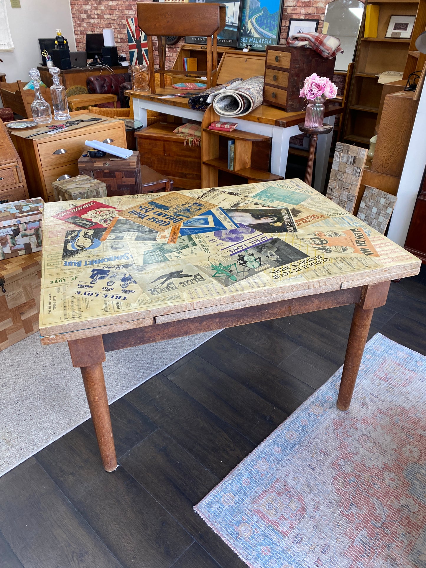Arts & Crafts Oak Dining Table Upcycled