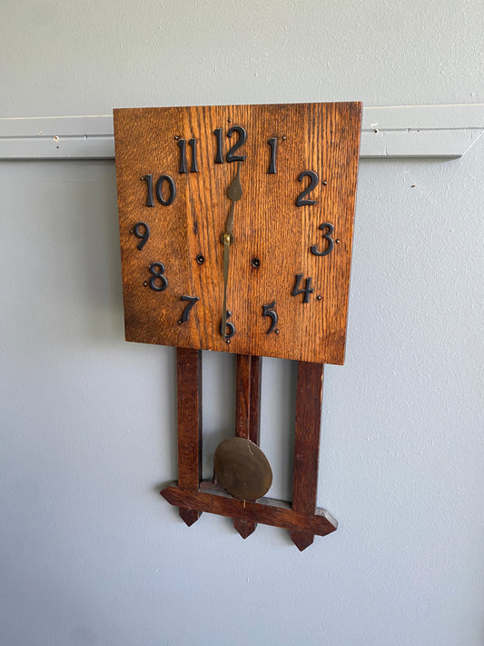 Arts & Crafts Oak Mission E.Ingraham Wall Clock