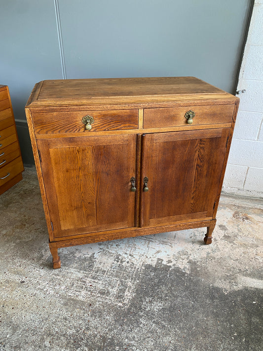 Arts & Crafts Solid Tiger Oak Side Cupboard