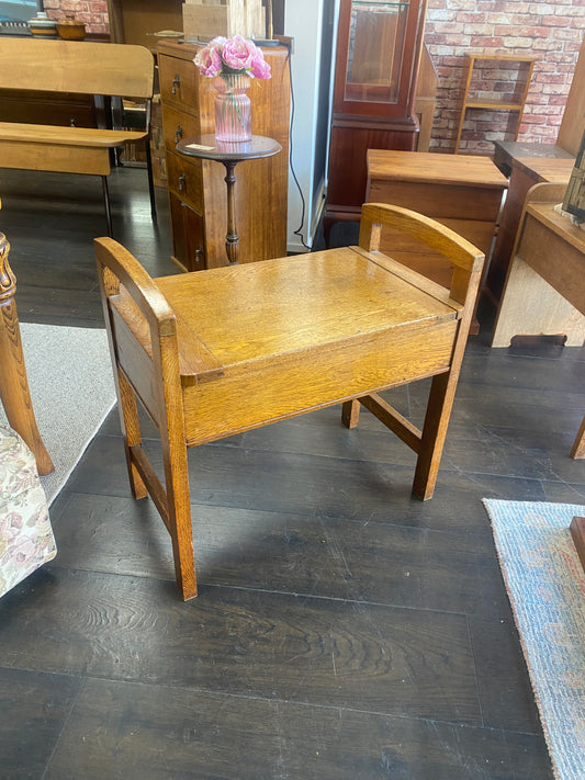 Arts & Crafts Style Light Oak Piano Stool