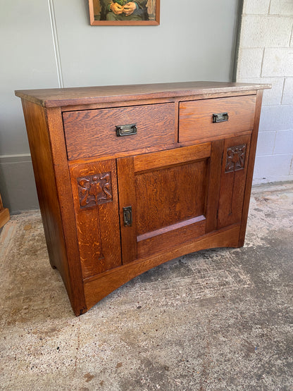 Arts & Crafts Solid Oak Side Board