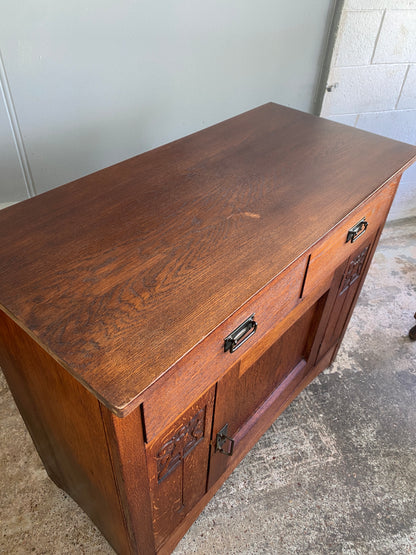 Arts & Crafts Solid Oak Side Board