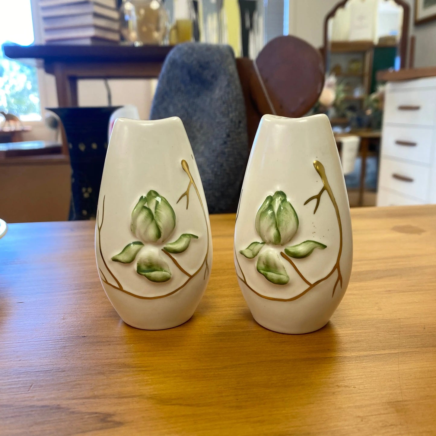 Carlton Ware White Salt & Pepper Shakers - Plots & Pickles