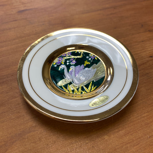 Chokin Art 24Kt Gold Swans Small Plate