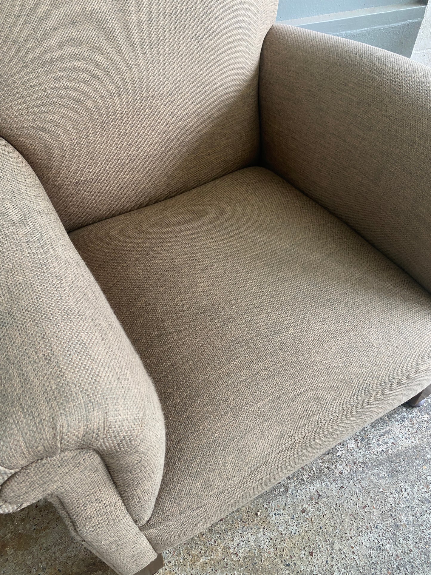 Classic Roll Top Armchair - Oatmeal Fabric