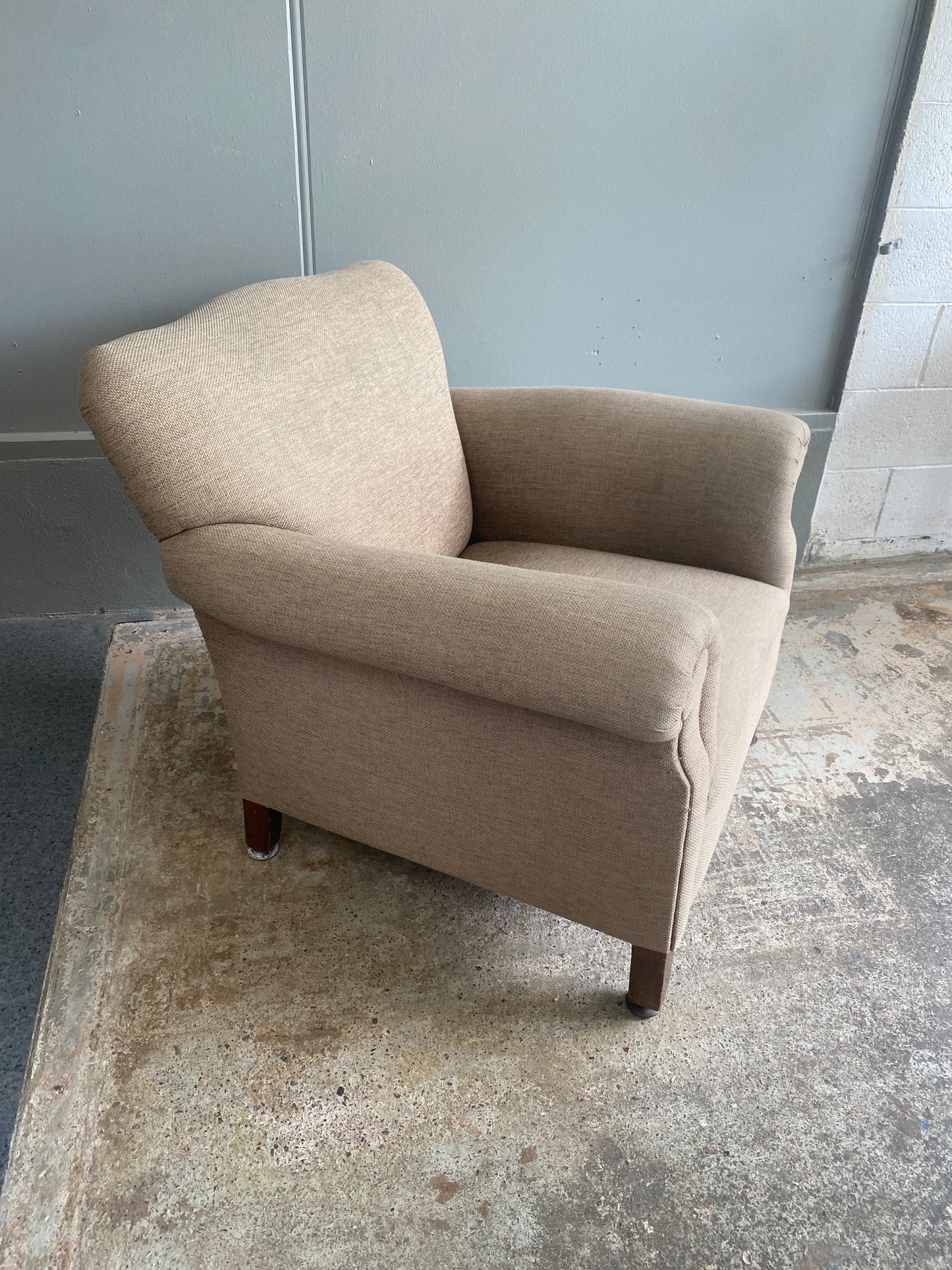 Classic Roll Top Armchair - Oatmeal Fabric
