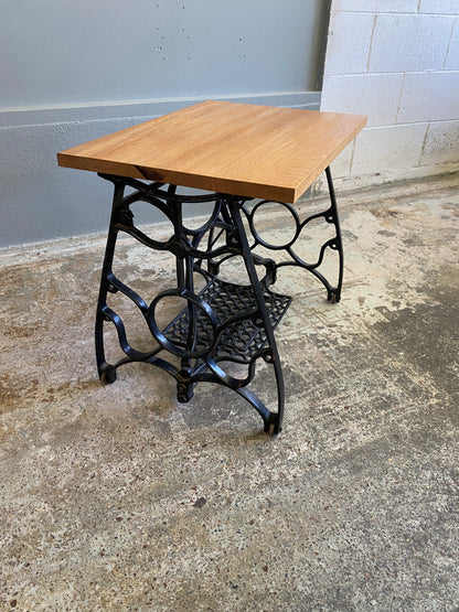Custom Antique Singer & Oak Side Table