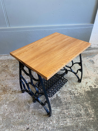 Custom Antique Singer & Oak Side Table