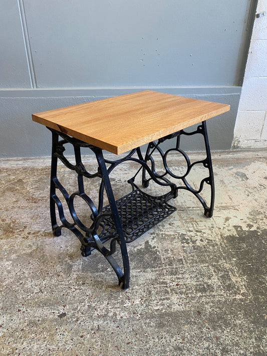 Custom Antique Singer & Oak Side Table