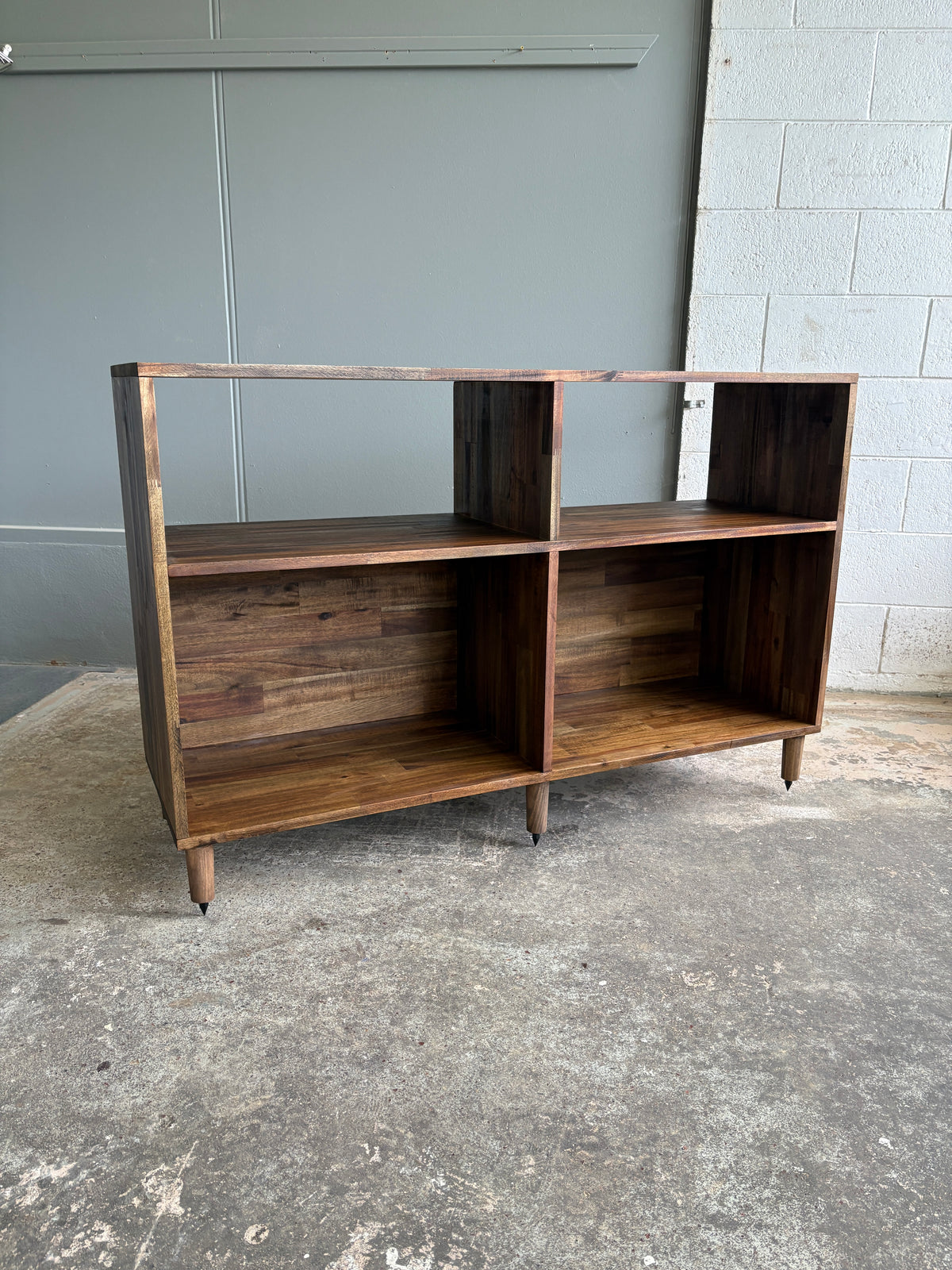 Custom Built Acacia Two Bay Record Player/LP Storage Unit