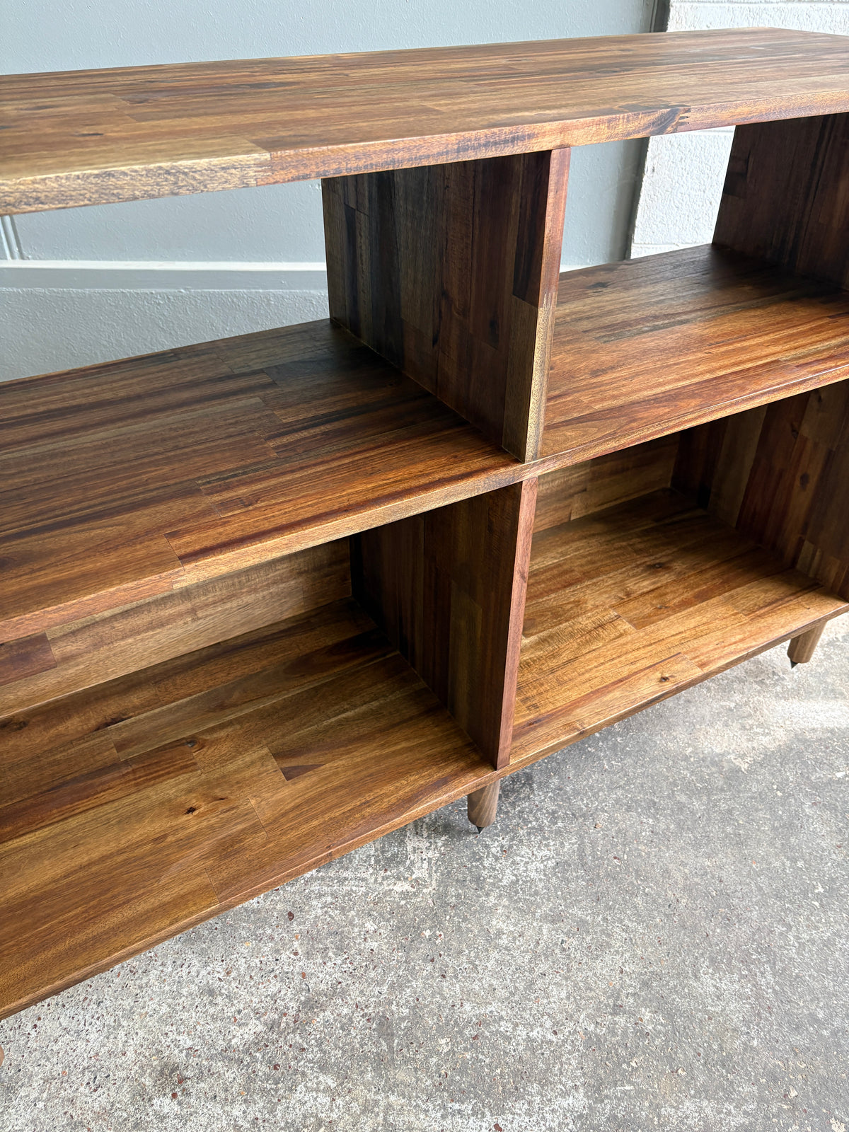 Custom Built Acacia Two Bay Record Player/LP Storage Unit